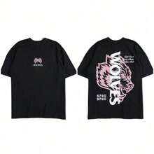 Summer Tops Darcsport T-Shirt, American  Brand, Classic Wolf Head Print, Pure Cotton Short-Sleeve T-Shirt, Loose Fit, Unisex, Plus SizeLoose And Comfortablesummer Clothes - Đen và Đen - Xem 11