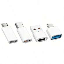 4个黑色USB转USB-C适配器，USB Type C母头转USB适配器，Micro USB转USB-C母头转公头转换器，兼容笔记本电脑、汽车、智能手机和耳机 - 黑色 - 查看 10