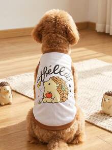 LUCKIE PAW 两件套趣味刺猬水果印花宠物背心，物理防跳蚤、减少掉毛，保暖透气，适合小型和大型犬，室内外均可穿着。 - 白色 - 查看 7