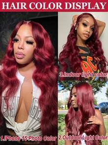 250% Density 99j Burgundy 13x4 Lace Front Human Hair Body Wave 30 36 Inch Red Colored Lace Frontal Wigs Brazilian For Women - S99J - View 5