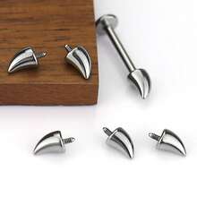 1pc F136 Titanium Alloy Mini Devil Horn Internally Threaded Labret Stud, Taper Earring Piercing Jewelry Replacement, 0.9 Gauge - Lip Stud (1 Piece) - View 5