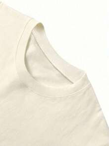 1 pieza de camiseta de manga corta azul claro con cuello redondo para mujer, diseño sencillo con letras, animales marinos, caparazón de tortuga y flores, estilo casual para vacaciones, a la moda para uso diario y de ocio, envío gratis, ropa de mujer, tops de verano para mujer, ropa de mujer, 180g de algodón 100%. - Albaricoque - Ver 6