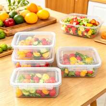 3 hộp cơm bento bằng nhựa PP có nắp, chống rò rỉ, dùng được trong lò vi sóng, dung tích lớn, hộp đựng rau củ tiện dụng (không kín hoàn toàn) - Nhiều kích cỡ khác nhau kèm nắp đậy - Xem 3