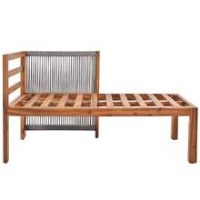 Garden Lounger Set (3 Pieces), Acacia Wood Frame, Grey Rope Armrests, L-Shaped Garden Furniture Set With Adjustable Legs, 2 Two-Seater Armchairs And 1 Table (Previous Reference: HW24015AAA) - 灰色 - 查看 9