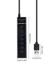7-Port USB 3.0 Hub, 5Gbps High-Speed USB Splitter With LED Indicator, Plug & Play USB Expander For Laptop/PC/Desktop, Flash Drive, External Hard Drive, Gaming Console, Office/Home Use - View 7