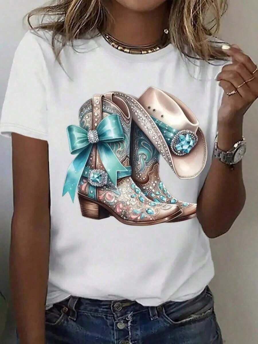 1 pieza de camiseta de cuello redondo para mujer con estampado del 250º aniversario de Mardi Gras. |     Diseño minimalista, cómodo y transpirable, ideal para uso diario informal, estilo natural y elegante, esencial para fiestas de verano, envío local, impresión 2D, 180g Algodón 100%. - Blanco - Ver 1