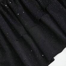 Yunuo Menswear  Nuevo vestido mini elegante y casual de tela brillante con volantes escalonados, cintura ceñida y ajuste ceñido, para el verano - Albaricoque - Ver 6