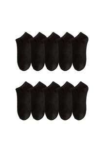 3/5/10 Pairs Of Black And White Low Cut Liner Socks, Invisible Casual Boat Socks, Comfortable Non Revealing Socks, Suitable For Daily Wear And Sports Shoes - Multicolor - View 9