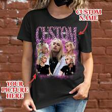 Your T-Shirt With Personalized Text, Custom Your Own Bootleg Shirts, Custom Bootleg Rap Tee, Birthday Gift - 白色 - 查看 3