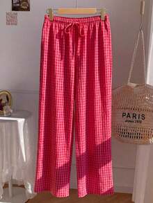 Pantalones a rayas rosas para mujer, vacaciones de verano - Rosa Fucsia - Ver 3
