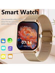 Reloj inteligente, llamada/marcado inalámbrico, múltiples modos deportivos, alerta y rechazo de llamadas, pantalla de recordatorios de mensajes, adecuado tanto para hombres como para mujeres, compatible con IOS/Android - Dorado - Ver 14