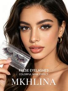 Mkhlina Ombre Rainbow Faux Mink Lashes, Wispy Fluffy Colored False Eyelashes, 3D Dramatic Volume Lashes For Festival & Stage Makeup - Fluffy Lashes - View 7
