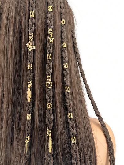 26pcs Alloy Dreadlock Hair Ring Leaf Haert Star Butterfly Braid Hair Clips - Western Style Hair Accessories Loc Hair Jewelry For Braids