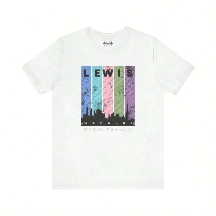 Lewis Capaldi Retro Poster T-Shirt – Exclusive Fan Design. Suitable As A Gift. Women's T-Shirt. Elegant Blouses. Boho Chic. Soft, Breathable, And Comfortable Women's Top, Ideal For Spring, Summer, And Autumn, Perfect For Vacations, Travel, And Everyday Wear. - 白色 7 - 查看 1