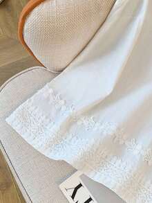 Blusa sin mangas con bordado y ribete de concha blanca para mujer, vacaciones - Blanco - Ver 6