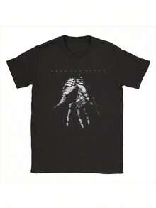 Camiseta retro de estilo americano para verano, con estampado divertido de la banda Dead Can Dance para hombre - estampado de mano de calavera gótica y logotipo DCD, camiseta de manga corta con cuello redondo, corte regular para comodidad en todas las estaciones, mercancía musical, adecuada para conciertos y uso casual, estilo bohemio. - Negro - Ver 1