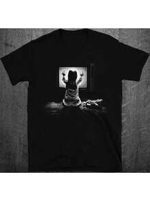 Camiseta de la película de terror sobrenatural estadounidense Ghost Rider 1982, camiseta cómoda con estampado, adecuada para actividades diarias al aire libre, ropa casual de verano, estilo casual diario, estilo urbano, atuendo para vacaciones, ropa para clima cálido, atuendo para fiestas, estilo callejero, moda moderna, camisetas de mujer, blusas de mujer. - Negro - Ver 1
