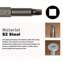 3件組 50mm 方頭螺絲批頭組，1/4" 六角柄，S2鋼材質，包含 SQ1、SQ2、SQ3 磁性方頭螺絲批頭，適用於電動與手動螺絲起子 - 鑽頭 - 查看 4