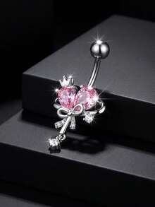 1 chiếc khuyên rốn đá Zirconia hồng, làm bằng thép không gỉ, không gây dị ứng, thích hợp cho tiệc tùng, đi biển và đeo hàng ngày. - Nhiều màu - Xem 15