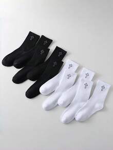 1/10 Đôi tất cổ ngắn kẻ sọc đen trắng, tất đôi tối giản unisex, tất thể thao thời trang đa năng - Nhiều màu - Xem 7