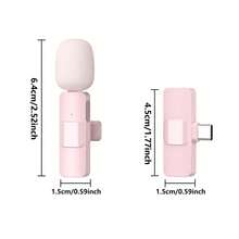 Micrófono de solapa inalámbrico K60 compatible con Apple, smartphones Android, grabación de video y audio - Rosa - View 4