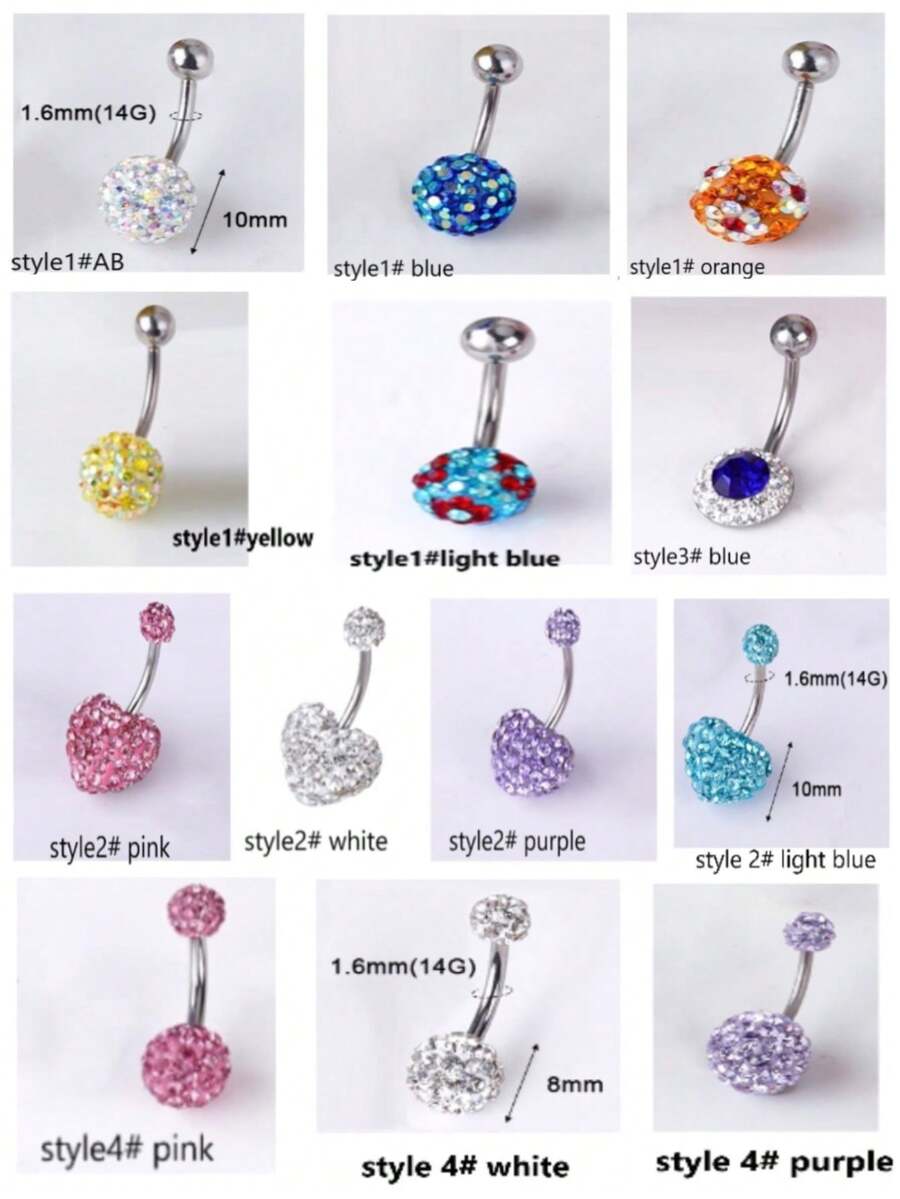 1pc Skin-Friendly Hypoallergenic 5A Zirconia Titanium Steel Navel Piercing Ring, Sparkling Zirconia Mud Ball Navel Ring, Heart Shaped Navel Stud, Colorful Zirconia Unisex Body Piercing Jewelry