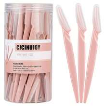5/15/30pcs Purple Eyebrow Grooming Set, Eyebrow Razor, Long Handle Eyebrow Scissors, Eyebrow Care Tools, Eyebrow Styling Tools, Exfoliating And Dead Skin Removal Tools, Razor, Precision Eyebrow Scissors, Face And Neck Razor Blades, Eyebrow Tools, Home Essentials, Women's Gift, Mother's Gift, Grandmother's Gift - Light Pink - View 2