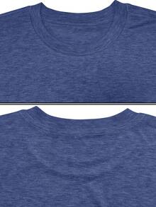 Women's Short-Sleeved Crew Neck T-Shirt, European And American Style, Lightweight And Breathable, With A Vibrant Design Inspired By Mexican Festivals. The Relaxed Fit Makes It Easy To Enjoy Outdoor Activities In Summer And Festive Occasions, And It's Suitable For Various Casual Urban-Style Outfits. Korean Style, Loose Short Sleeves. - 藏青色 - 查看 3