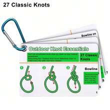 27 Common Knot Tutorial Instruction Cards, Outdoor Knot Reference Guide - Suitable For Various Knots, Comes With Mini Storage Buckle. Perfect For Emergency Kits, Sailing, Camping And Emergency Situations, Great Gift For Outdoor Adventures. - A - View 9