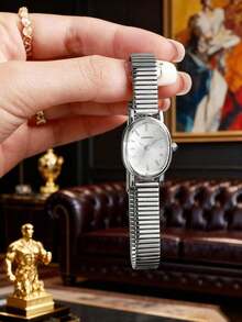 New Fashion Wristwatch For Women, Vintage Quartz Watch, Luxurious, Minimalist, Elegant, Lightweight And Versatile, Suitable For Daily Wear, Birthday Gift, Party, Festive Gathering, Ideal Gift For Yourself Or Friends - 銀色 - 查看 3