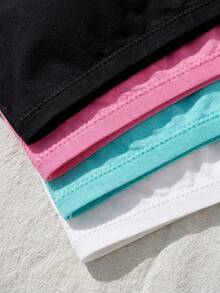 4pcs Bra Camisole Tanpa Punggung Lucu untuk Anak Perempuan, Bantalan yang Dapat Dilepas, Pakaian Dalam Olahraga untuk Latihan Siswa - MultiWarna - View 5