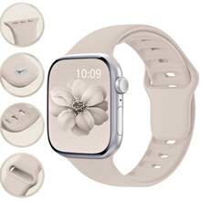 适用于 Series 11 10 9 8 7 6 5 4 3 2 1 SE SE2 SE3 Ultra 2 Ultra 3 的硅胶表带 - 尺寸可选 38mm 40mm 41mm 42mm 44mm 45mm 46mm 49mm，男女通用时尚表带，适合健身、游泳、日常佩戴，配有安全扣环，是理想的礼物之选。 - 38/40/41/42mm(Series 10 11) - 查看 22