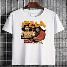 Graphic T-Shirt - Bright Yellow And Orange Design With A Bold "" Logo, Short Sleeves, Round Neck, Casual Style, Perfect For Music Lovers, Suitable For All Seasons, Music Lover Clothing_bold Graphic T-Shirt_comfortable Fit, Clothes (1) - Black - View 2