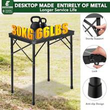 E EASTSTORM - Mesa plegable de metal pequeña de 3 alturas ajustables 60 x 40 x 68 5 cm mesa de picnic portátil resistente para acampar al aire libre jardín patio parrilla barbacoa fiesta 61 cm - Negro con 3 opciones de altura. - Ver 8