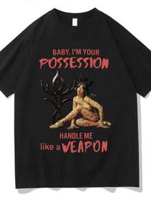 Women's T-Shirts BABY, I'M YOUR Possession Graphic T Shirts  Fashion High Quality Cotton T-Shirts Women Men Oversized Casual Tees - 黑色 - 查看 1