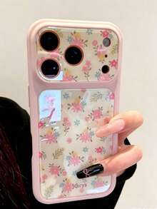 Funda de teléfono con pantalla completa con flores rosas lindas y frescas, adecuada para iPhone 17 Pro Max, 16, 15, 14 Pro Max, minimalista, femenina, elegante y con gran ventana para primavera/verano, con acabado brillante y protección anti-caídas - Rosa - Ver 1