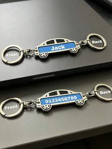 1 pieza Llavero de acero inoxidable personalizado anti-pérdida, llavero con grabado láser personalizado, diseño de doble cara, texto personalizable - Multicolor - Ver 3