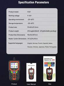Alat Diagnostik Mobil OBD2, Pembaca Kode Kesalahan, Dekoder, Penghapus, Peralatan Diagnostik Lampu Indikator Masalah - Hitam - View 6
