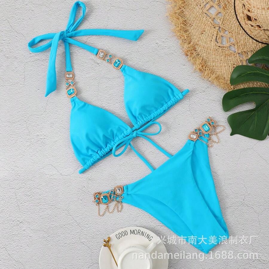 Traje de baño de dos piezas para aguas termales - azul cielo - Ver 1