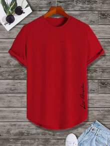 Manfinity LEGND Men's Letter Print T-Shirt - Burgundy - View 3