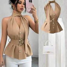 Women Blouses & Shirts - 卡其色 - 查看 1