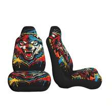 1pc Creative Colorful Wolf Head Print Car Seat Cover, Breathable Mesh Fabric, Soft & Comfortable, Suitable For Summer, Decorative Car Interior Accessory, Unisex Car Seat Cover, Fit For Sedan, SUV And Van - Multicolor - View 5