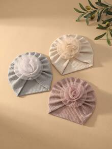 Bộ 3 mũ turban công chúa nhỏ lấp lánh, lưới gân, siêu mềm, co giãn cao, thoáng khí, không để lại vết hằn, thích hợp cho đám cưới và tiệc tùng mùa hè. - Nhiều màu - Xem 3