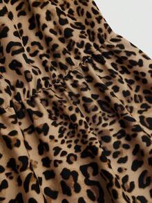 CURVE Vestido midi elegante de oficina de talla grande para mujer, de estilo vintage, con estampado de leopardo sin mangas y corte evasé - Marrón - Ver 7