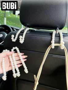 2pcs Pearl Car Seat Back Hooks Universal Storage Organizer Seat Hooks Car Interior Accessories - Pearl - View 3
