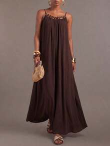 Women Midi Dresses - Brown - View 5
