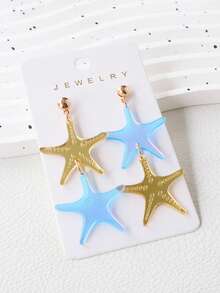 1 Pair Acrylic Ocean Breeze Starfish Earrings, Cute Exaggerated Long Beach Style Earrings - Starfish - View 2