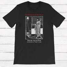 Poe-Shirt, Masque of Red Death, Short-Sleeve Unisex-Shirt, Edgar Allan Poe Shirts, Book-Shirt, Booklovers, Classic Books - Negro - Ver 1