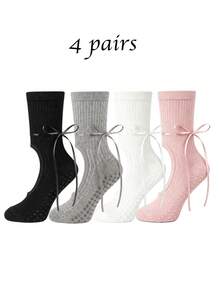 Women's Pilates Non-Slip Socks With Drawstring Bow Knot Dots, Non-Slip Ladies Yoga Socks For Hospital, Home, Sports, Breathable Summer - Multicolor - View 7