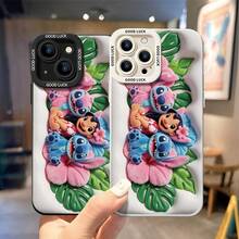 Officially Licensed Disney Lilo & Stitch Phone Case, This Protective Phone Case Features Lilo With Two Plush‑Style Stitch Figures, Surrounded By Tropical Hibiscus Flowers And Monstera Leaves, Set Against Clean White Embossed Background, Made With Flexible, Durable TPU Material To Protect Against Everyday Scratches, Bumps, And Minor Impacts, Compatible With IPhone 17, 16, 15, 14, 13, 12, 11 Pro Series And Galaxy S22, S23, S24, S25 Models, Ideal For Disney Stitch Fans. - màu đen - Xem 4